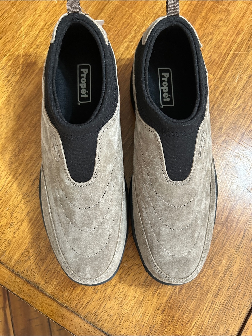 Propet Grey and Black Slip-On Suede Loafers for Men - New